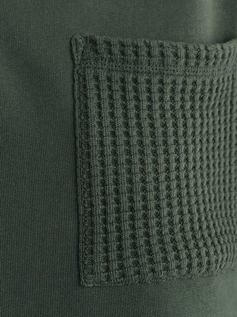 Organic Fleece and Waffle Cropped Half-Zip Sweatshirt 6