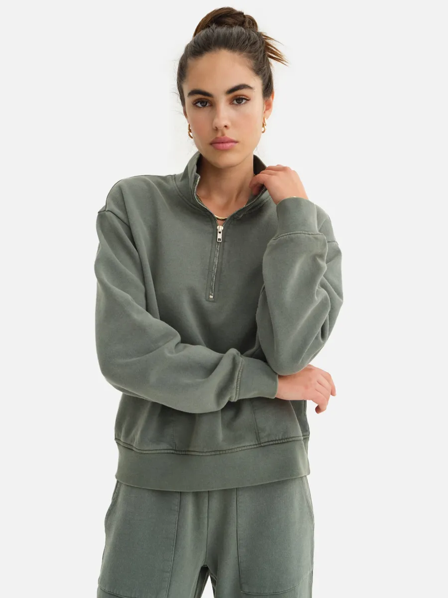 Organic Fleece Quarter Zip Sweatshirt 3