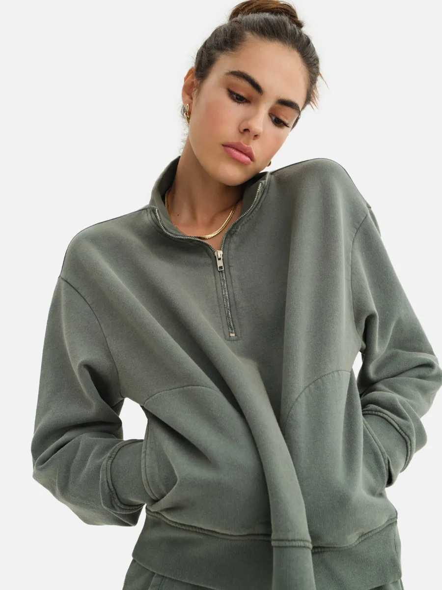 Organic Fleece Quarter Zip Sweatshirt 4