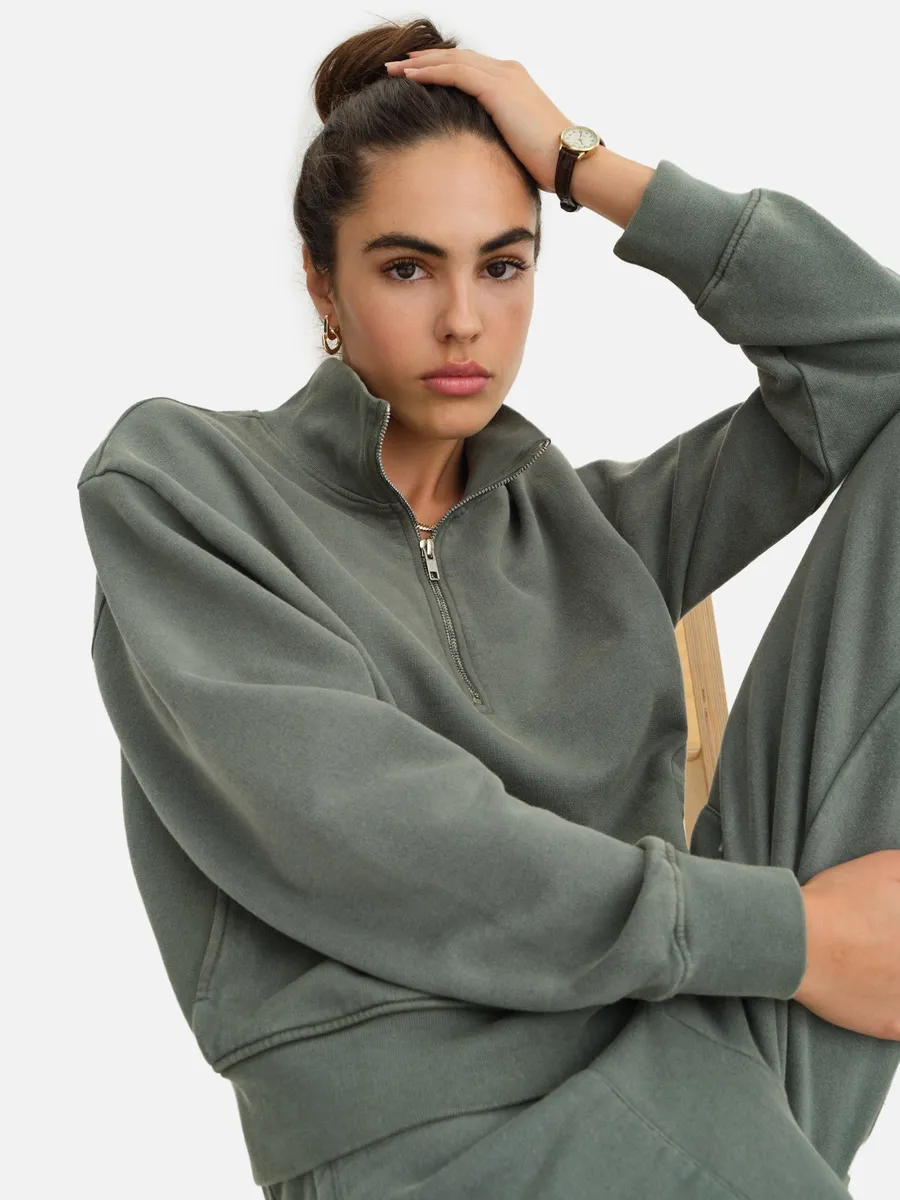Organic Fleece Quarter Zip Sweatshirt 6