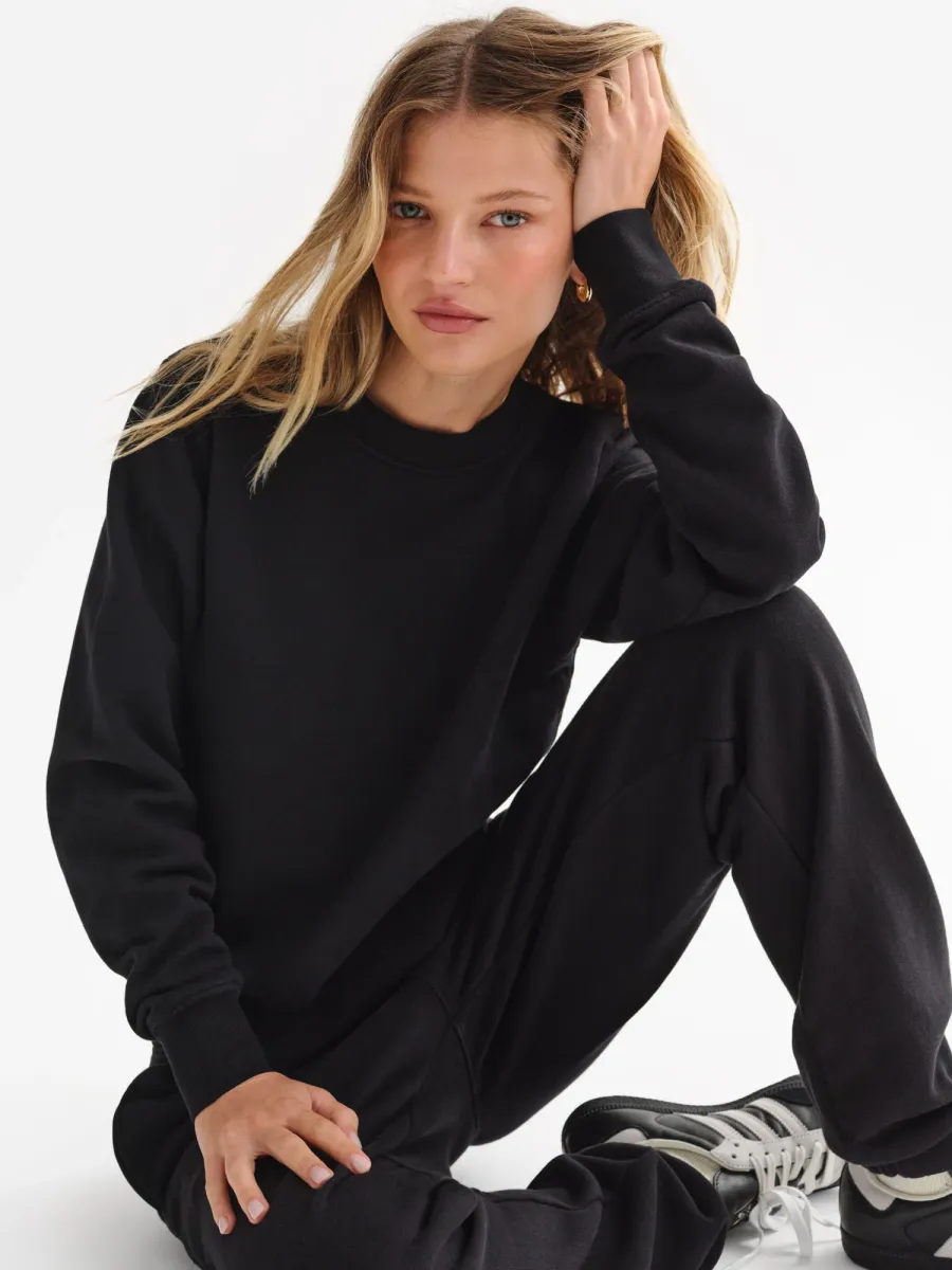 Organic Fleece Shrunken Crew Neck Sweatshirt 2