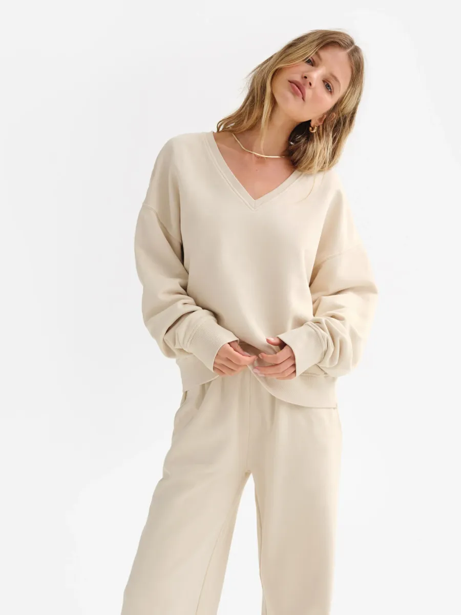 Organic Fleece V-Neck Sweatshirt 2