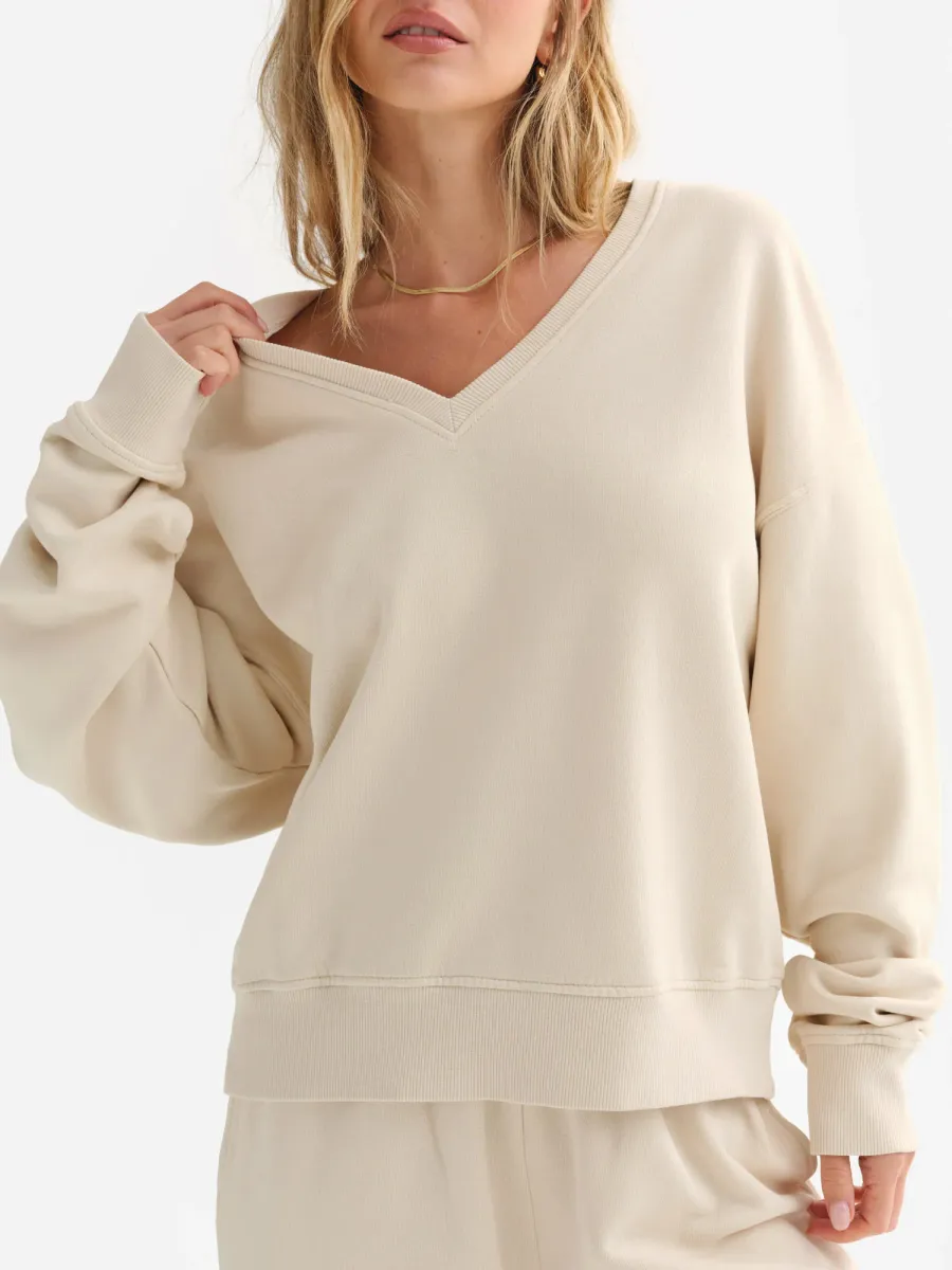 Organic Fleece V-Neck Sweatshirt 3