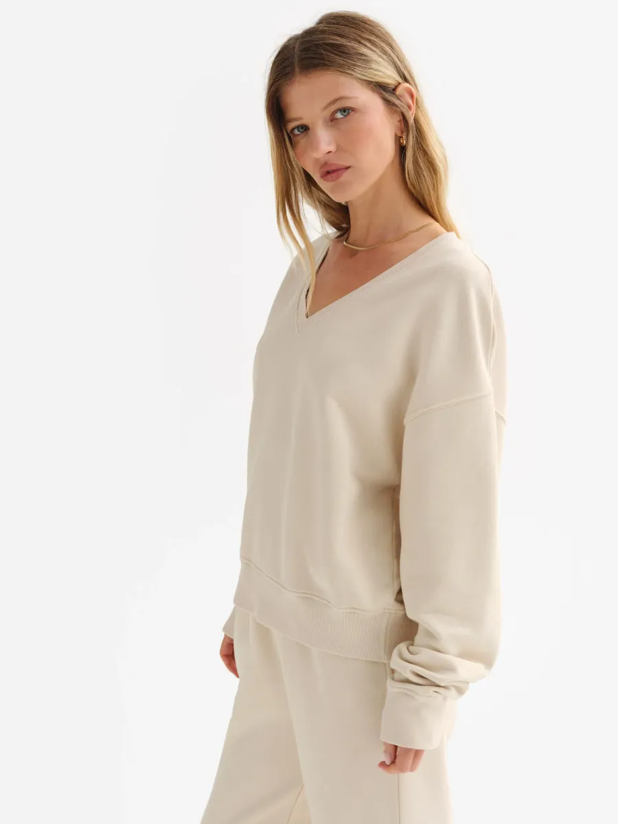 Organic Fleece V-Neck Sweatshirt 4