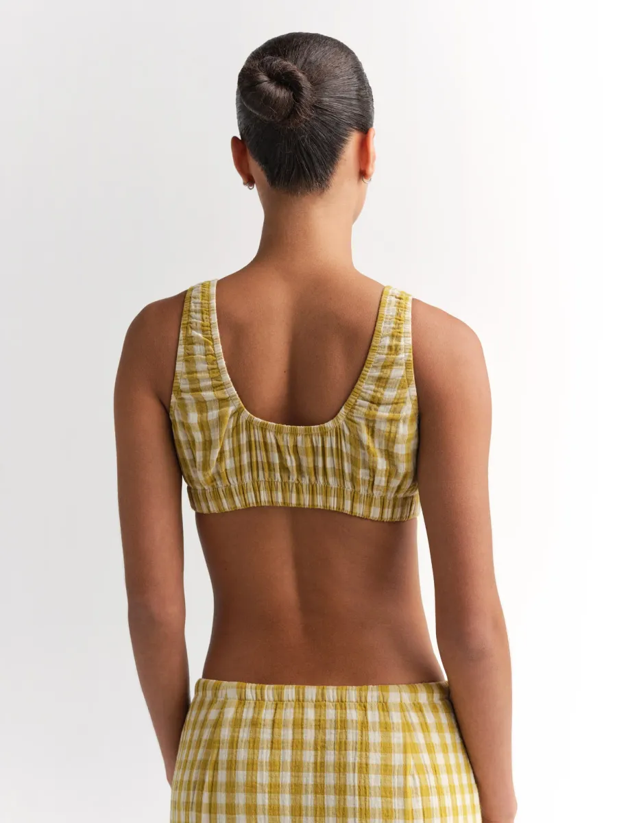 Organic Gauze Gingham Cropped Top 5