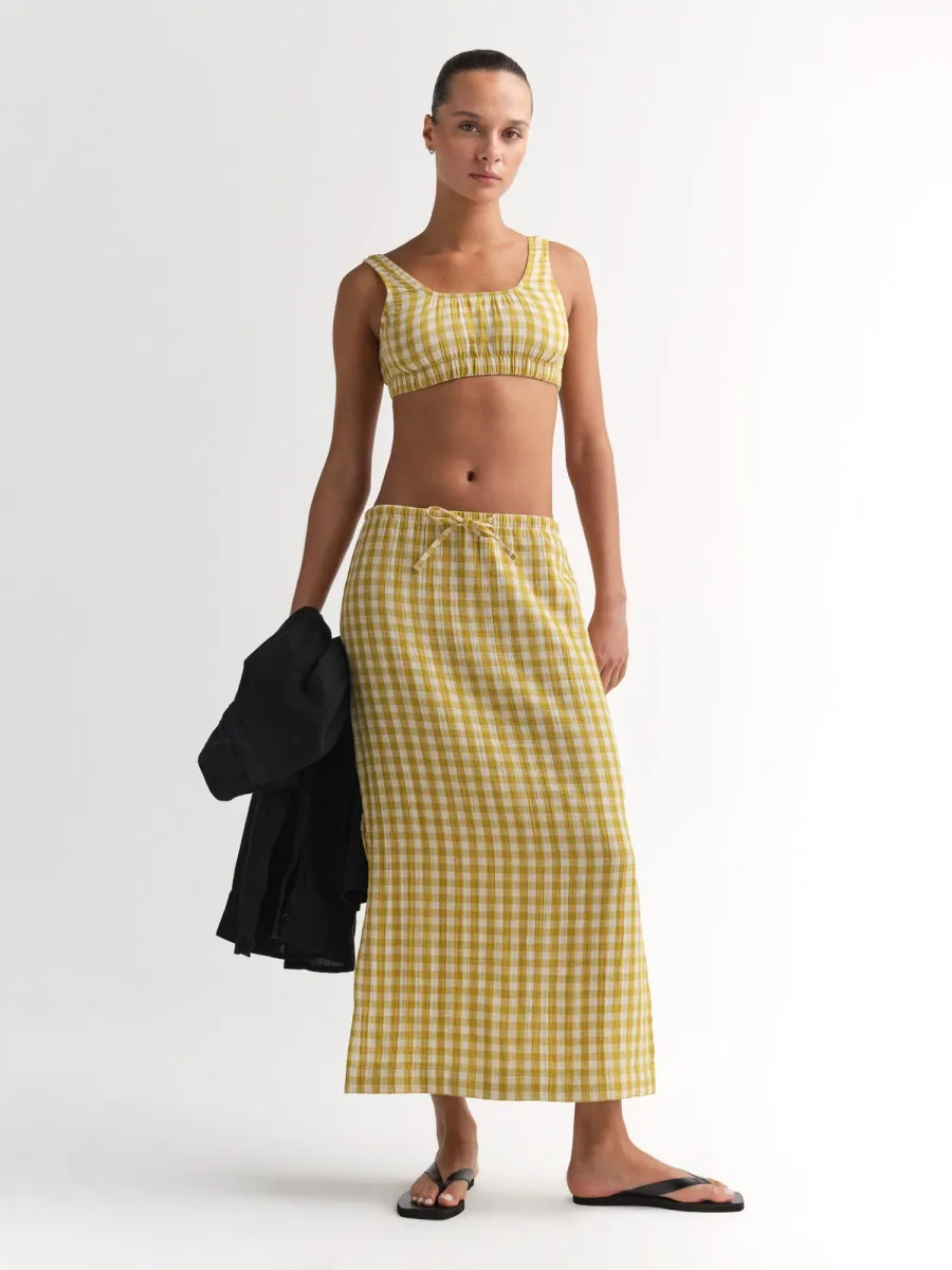 Organic Gauze Gingham Cropped Top 7