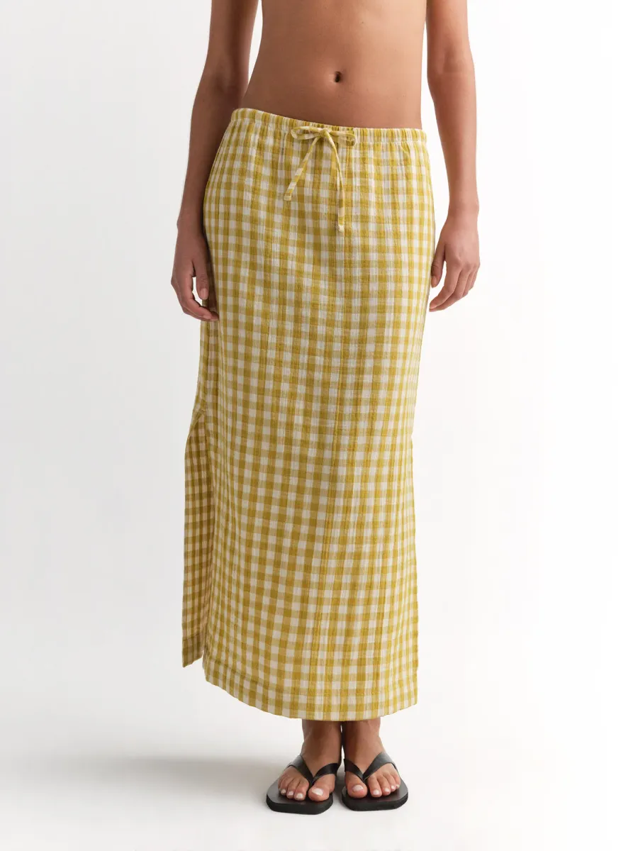 Organic Gauze Gingham Midi Skirt 3