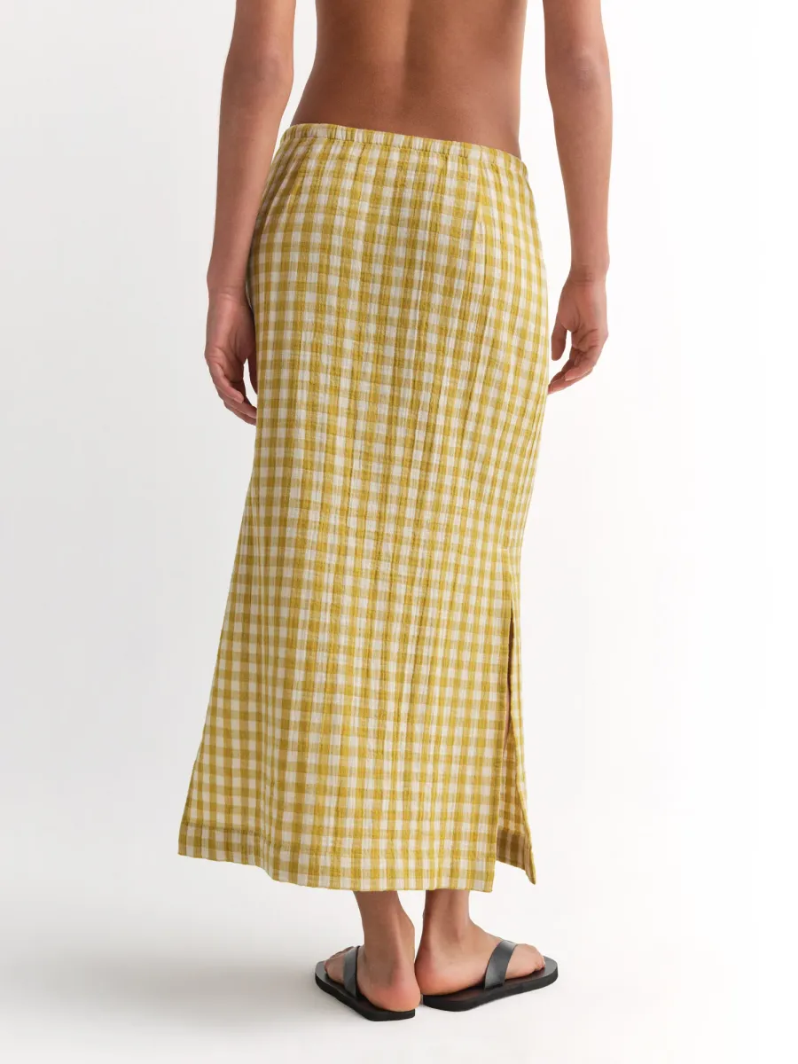 Organic Gauze Gingham Midi Skirt 6
