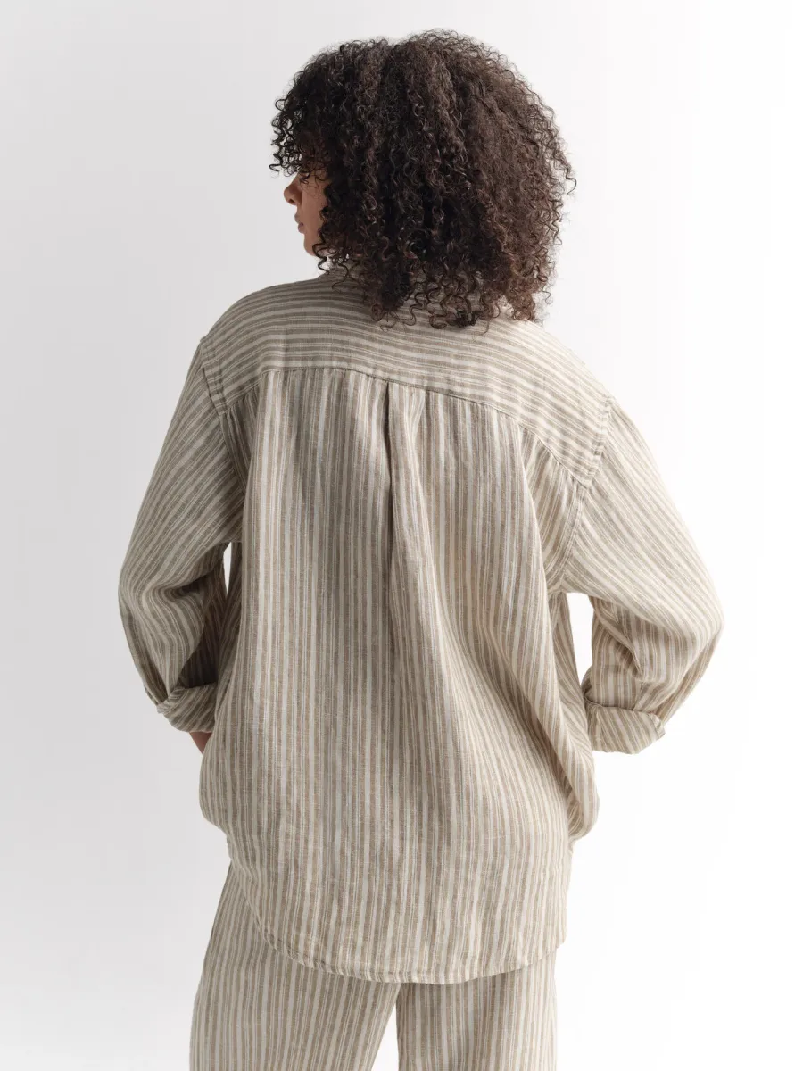 Organic Linen Striped Oversized Button Down 5