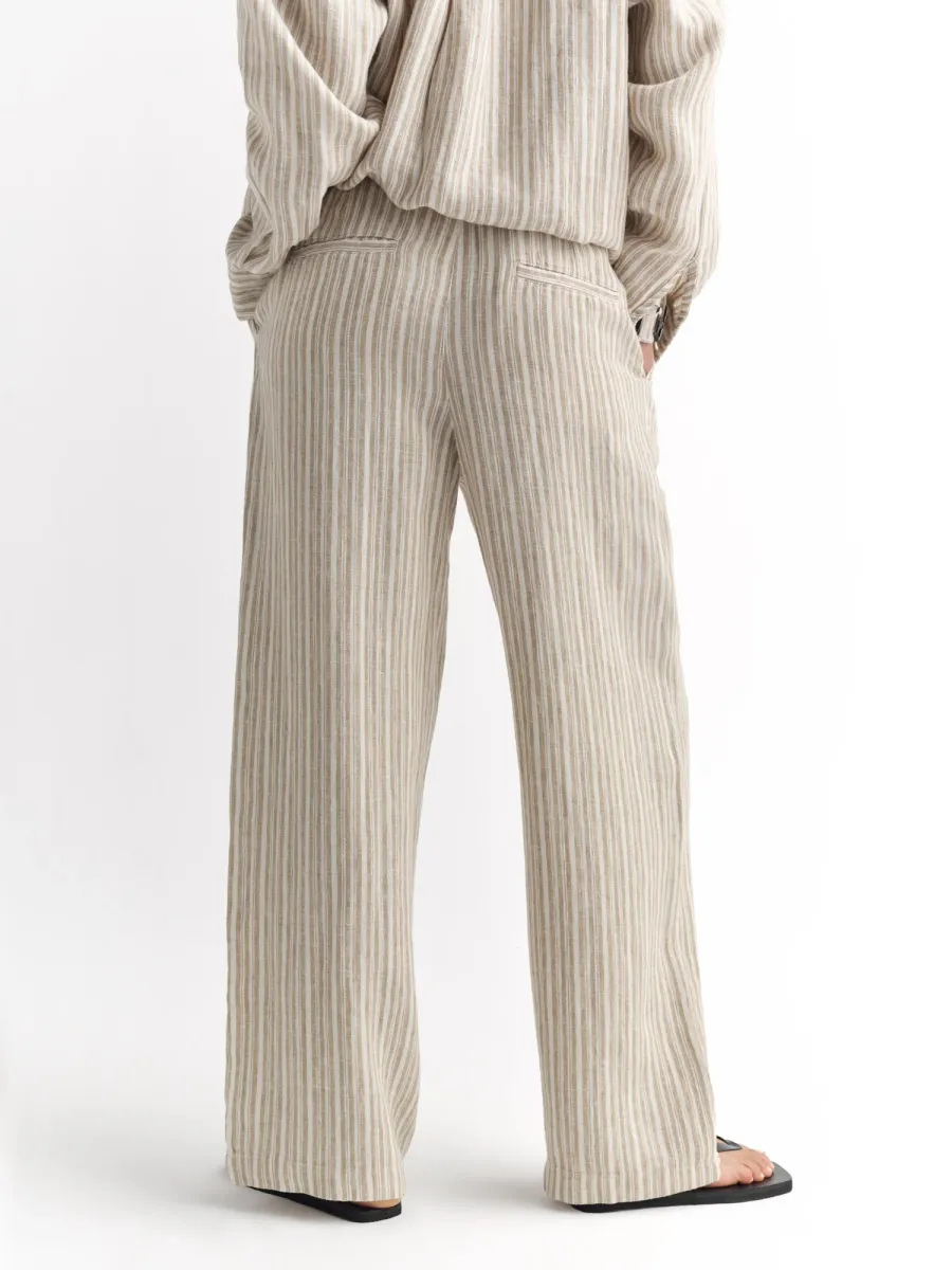 Organic Linen Striped Pleated Pant 6
