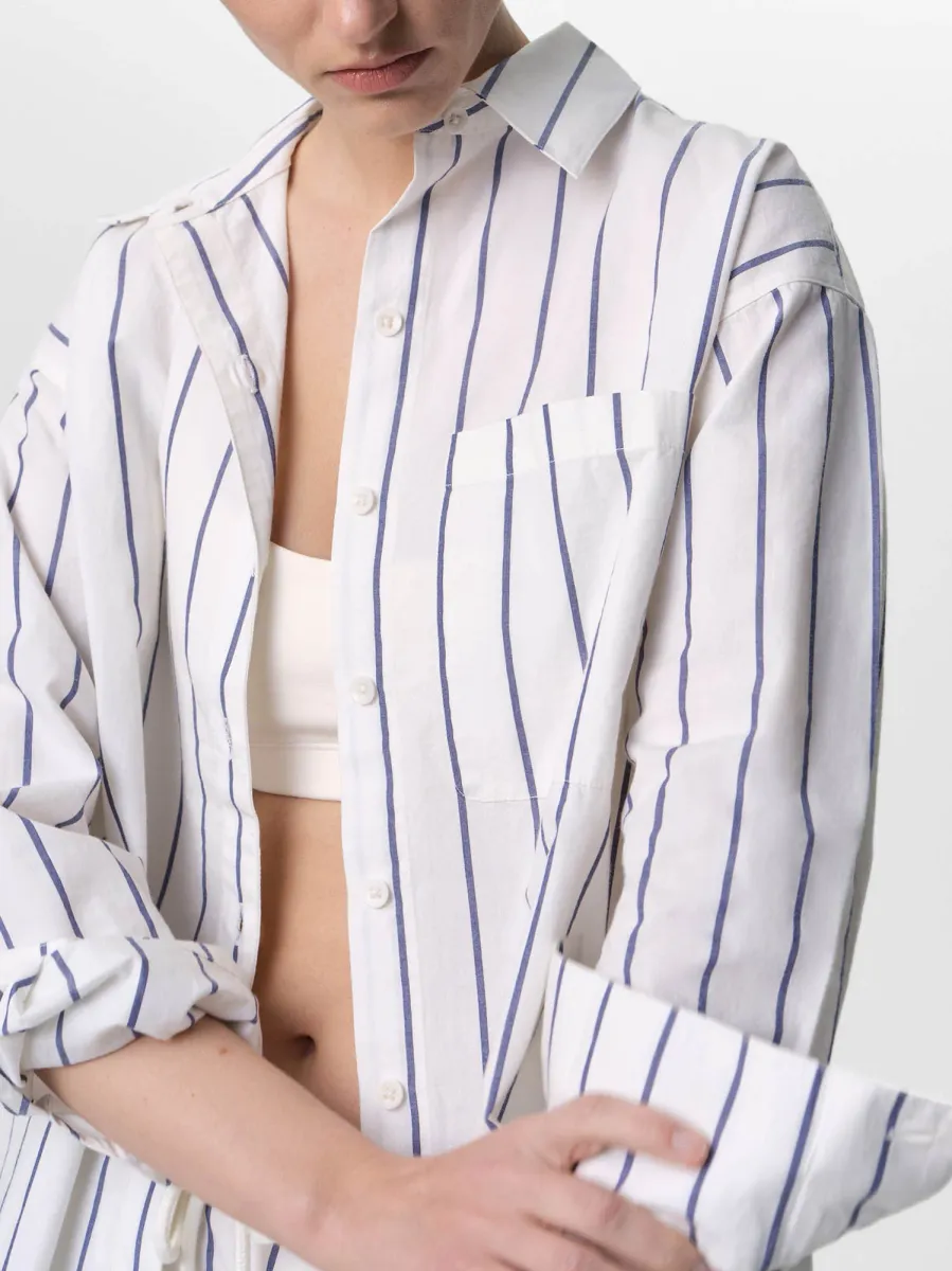 Organic Poplin Striped Long Sleeve Button Down 3