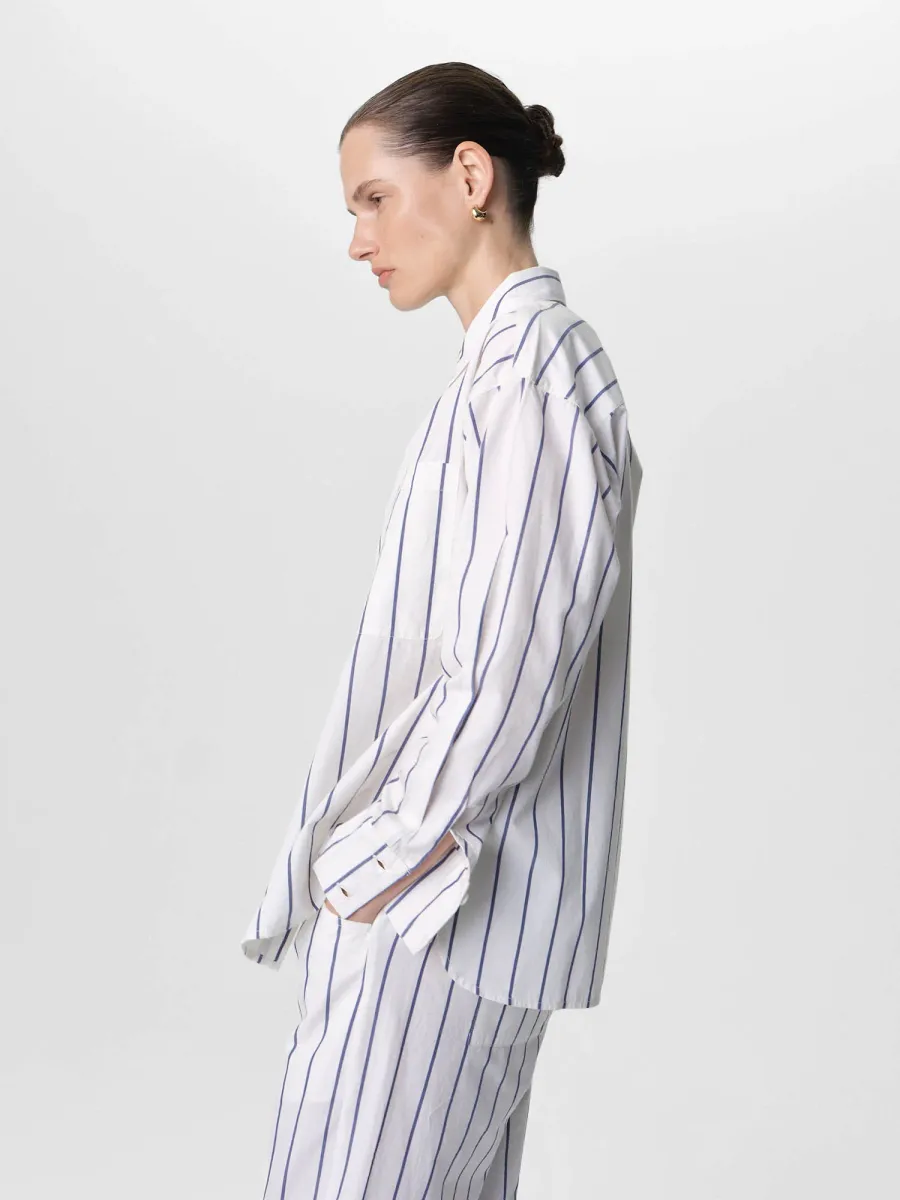 Organic Poplin Striped Long Sleeve Button Down 4