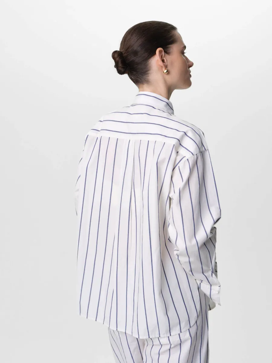 Organic Poplin Striped Long Sleeve Button Down 5