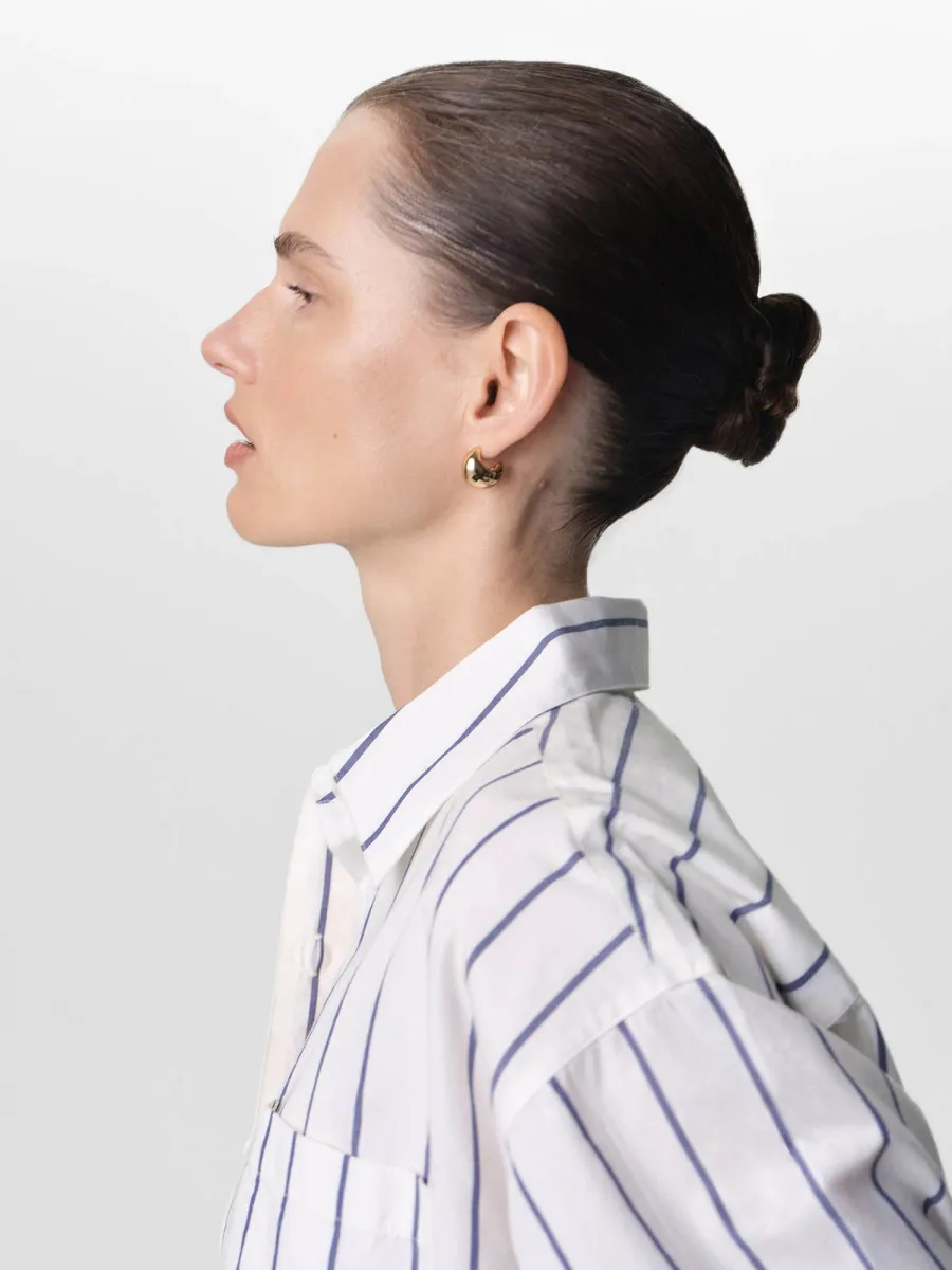 Organic Poplin Striped Long Sleeve Button Down 6