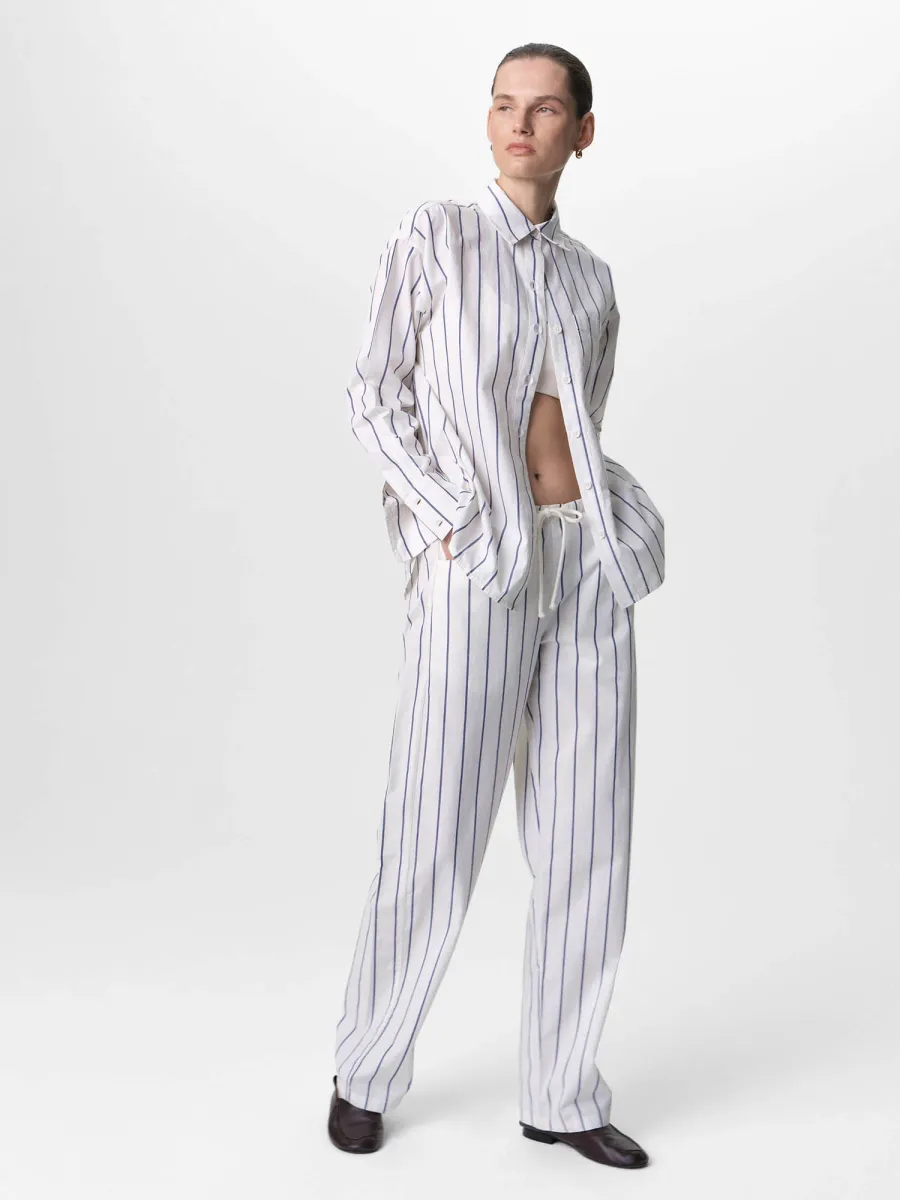 Organic Poplin Striped Long Sleeve Button Down 7