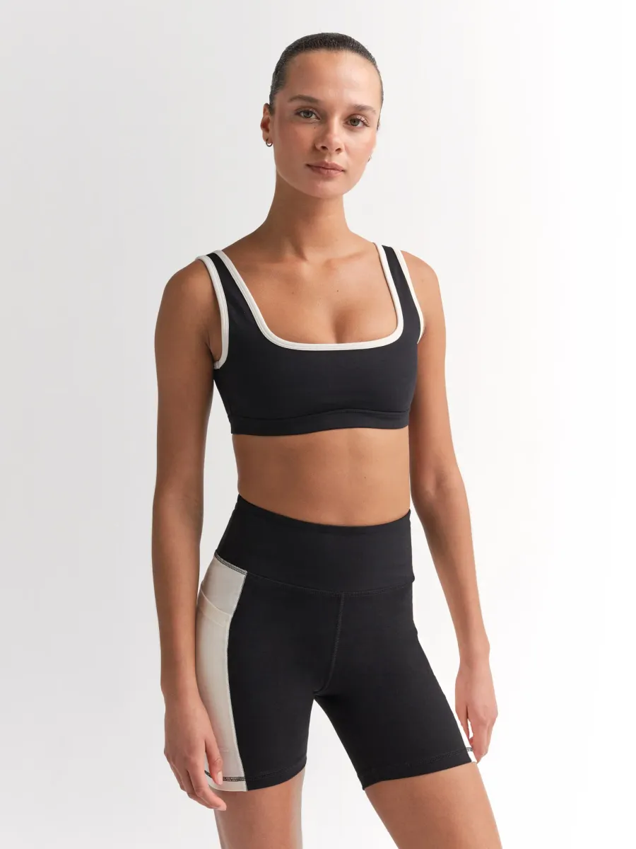 Organic Stretch Contrast Square Neck Sports Bra 3