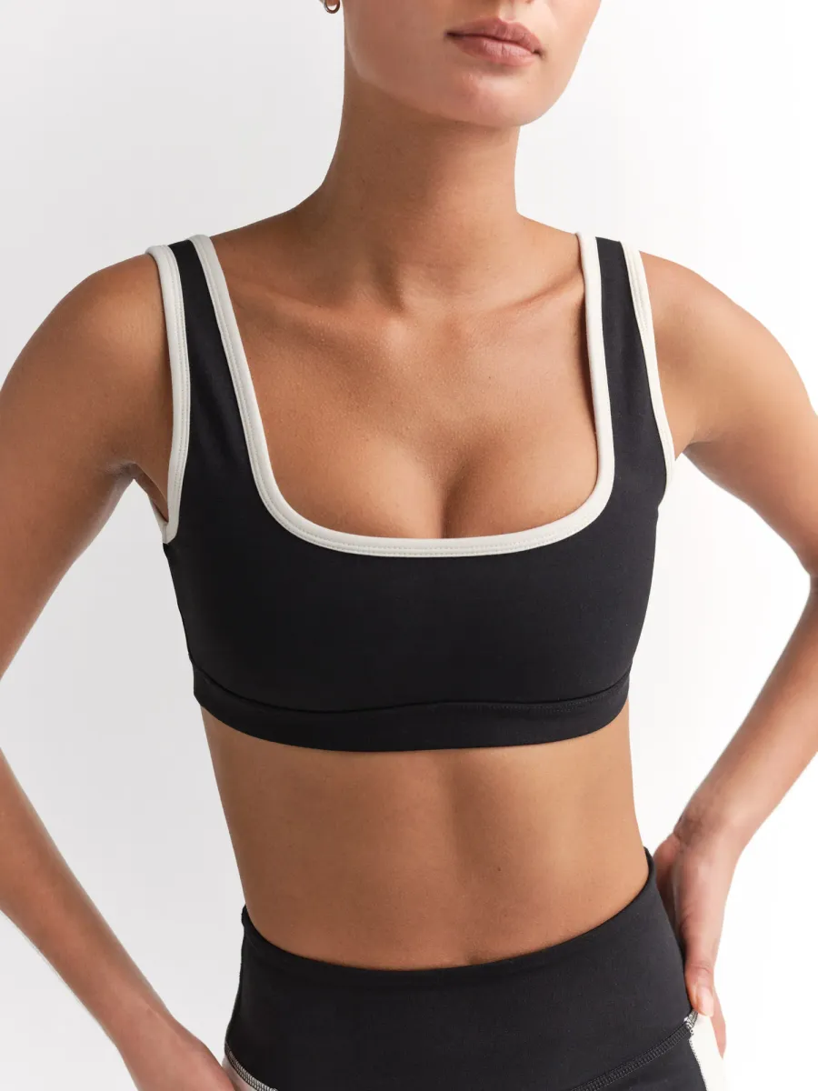 Organic Stretch Contrast Square Neck Sports Bra 4