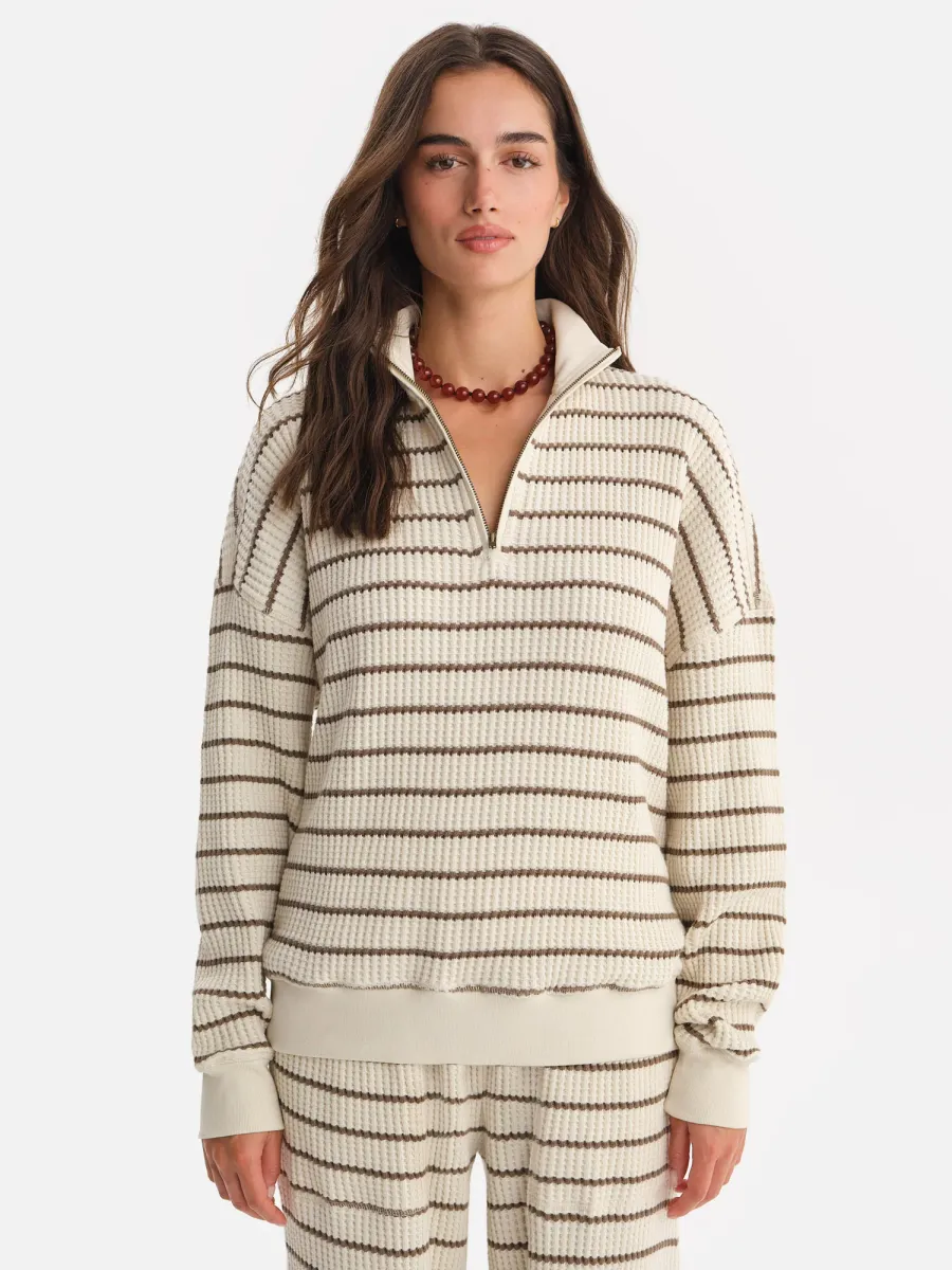 Organic Waffle Collared Half-Zip Sweatshirt 2