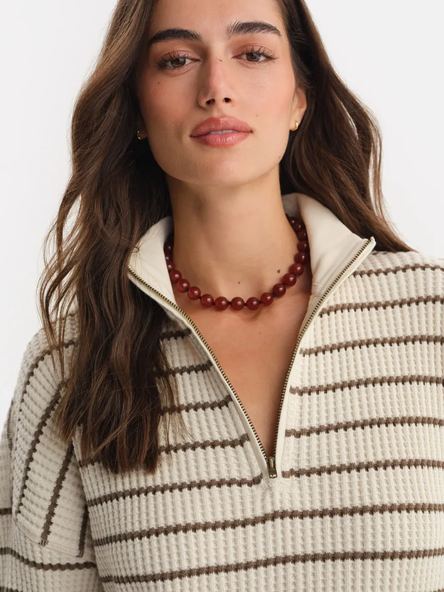 Organic Waffle Collared Half-Zip Sweatshirt 3