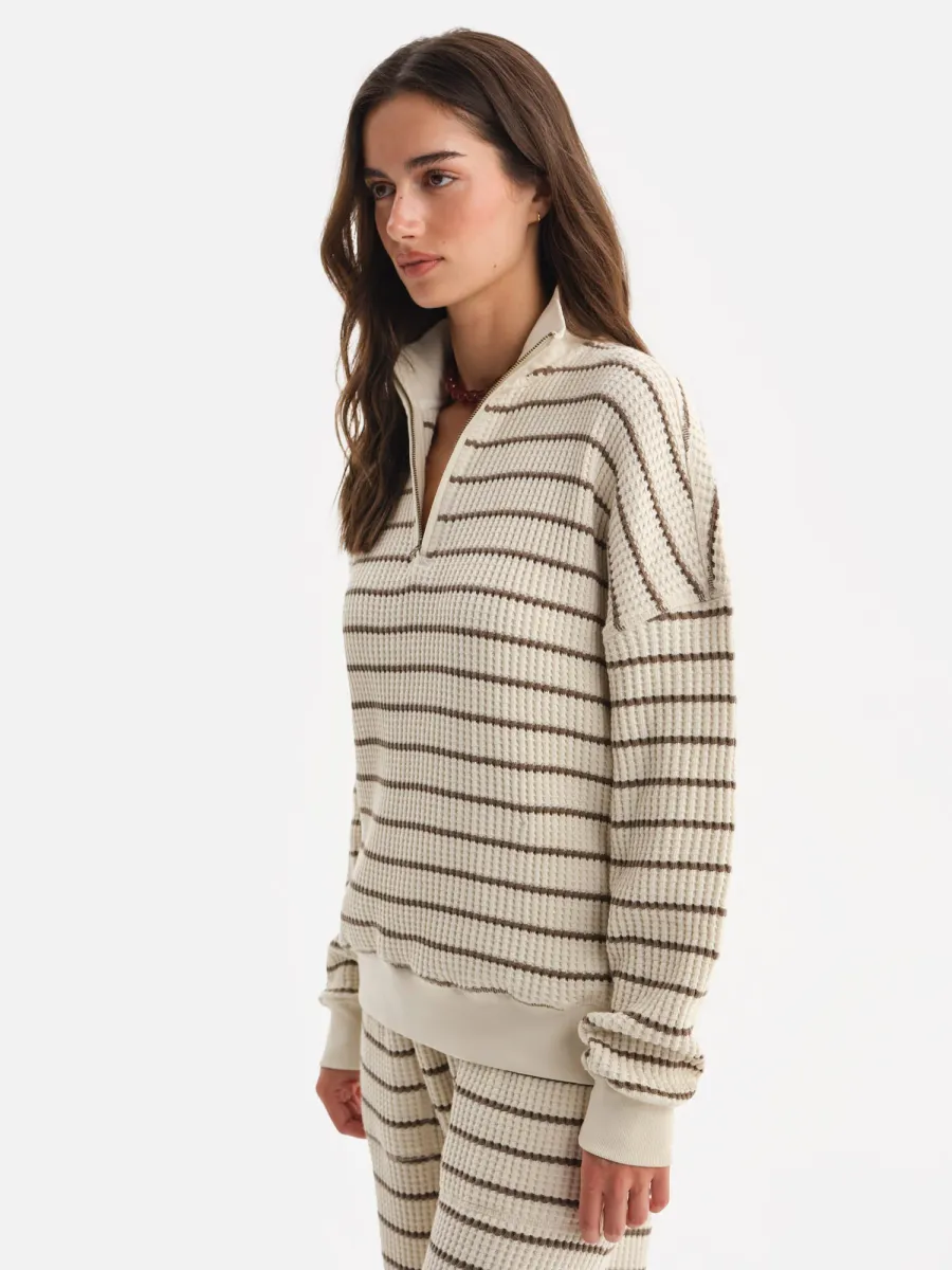 Organic Waffle Collared Half-Zip Sweatshirt 4