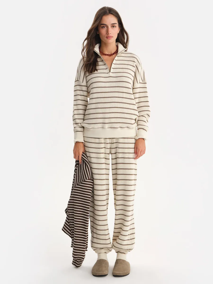 Organic Waffle Collared Half-Zip Sweatshirt 7