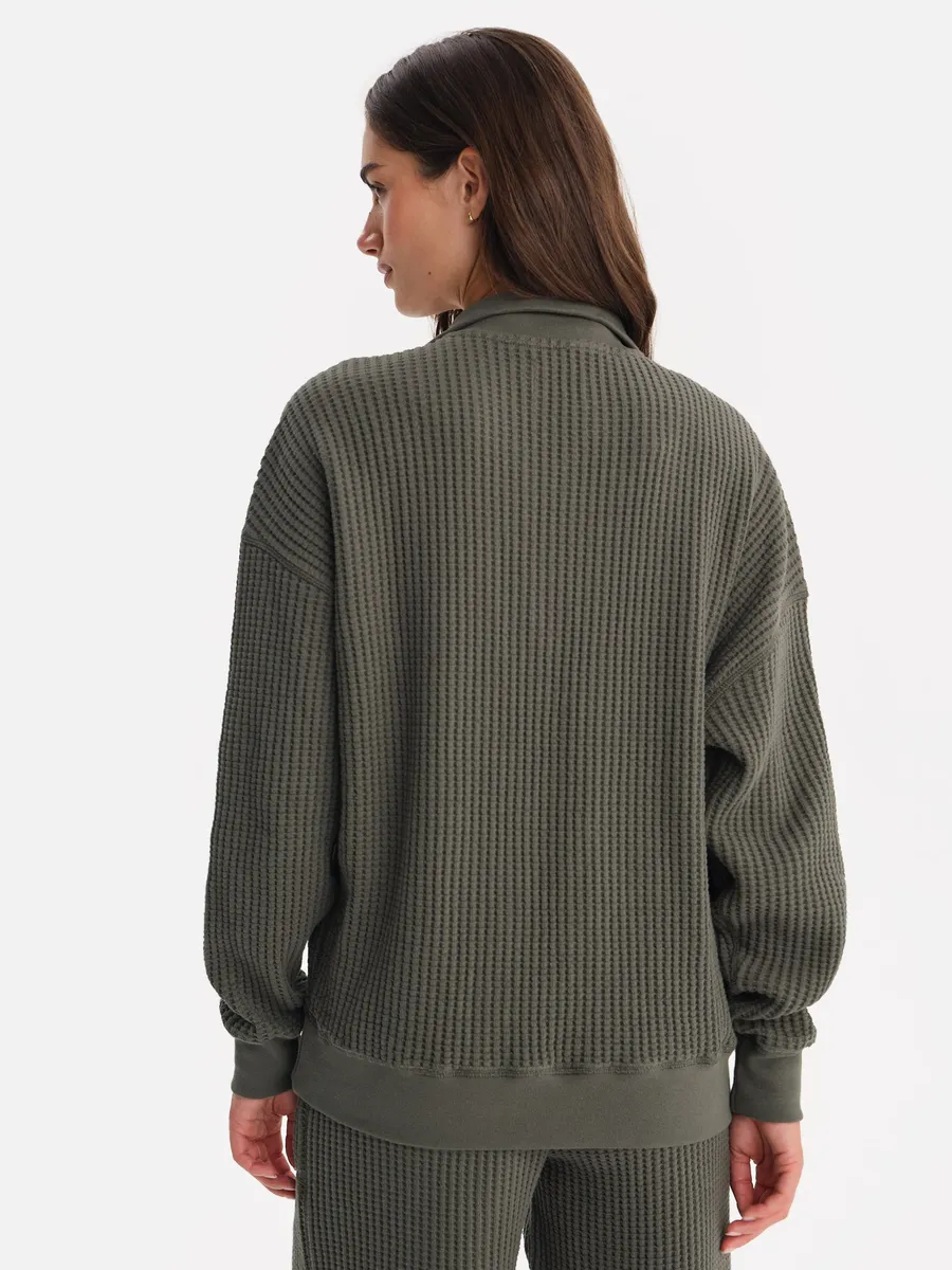 Organic Waffle Collared Half-Zip Sweatshirt 5