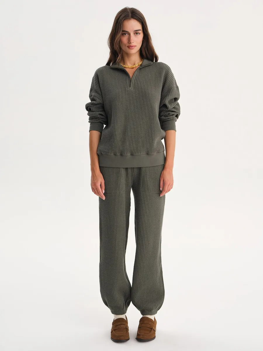 Organic Waffle Collared Half-Zip Sweatshirt 7