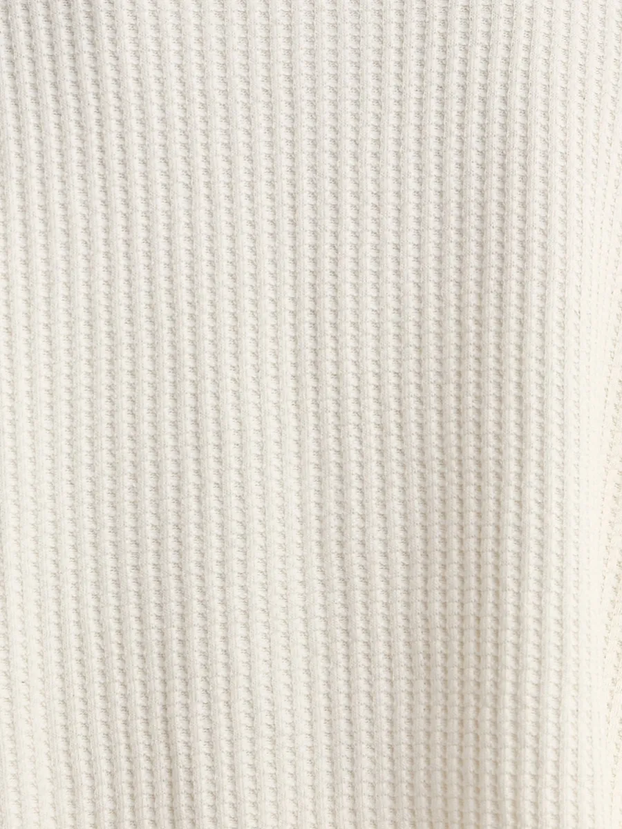 Organic Waffle Cropped Henley 6