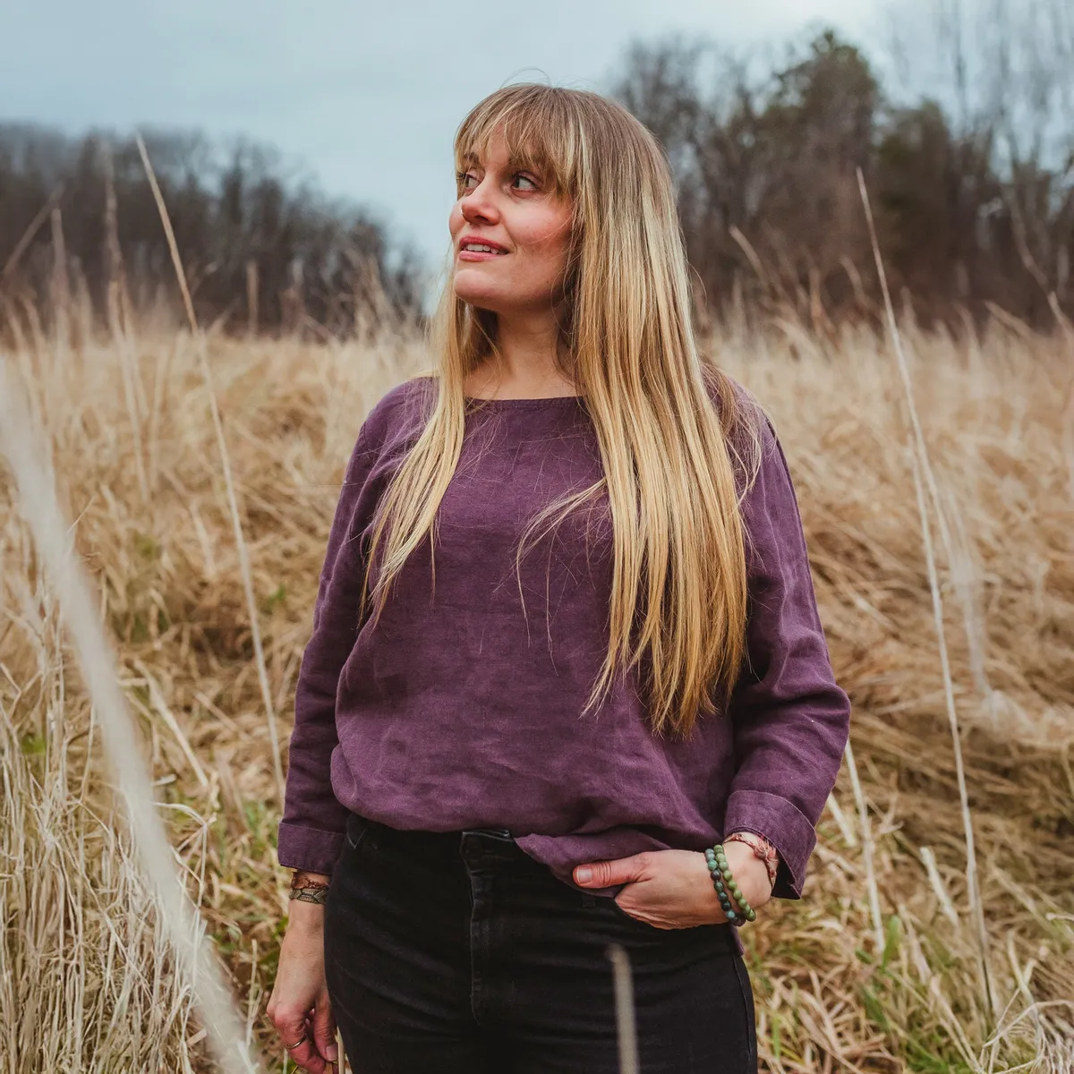 Linen Blouse Nora Shadow Purple 2