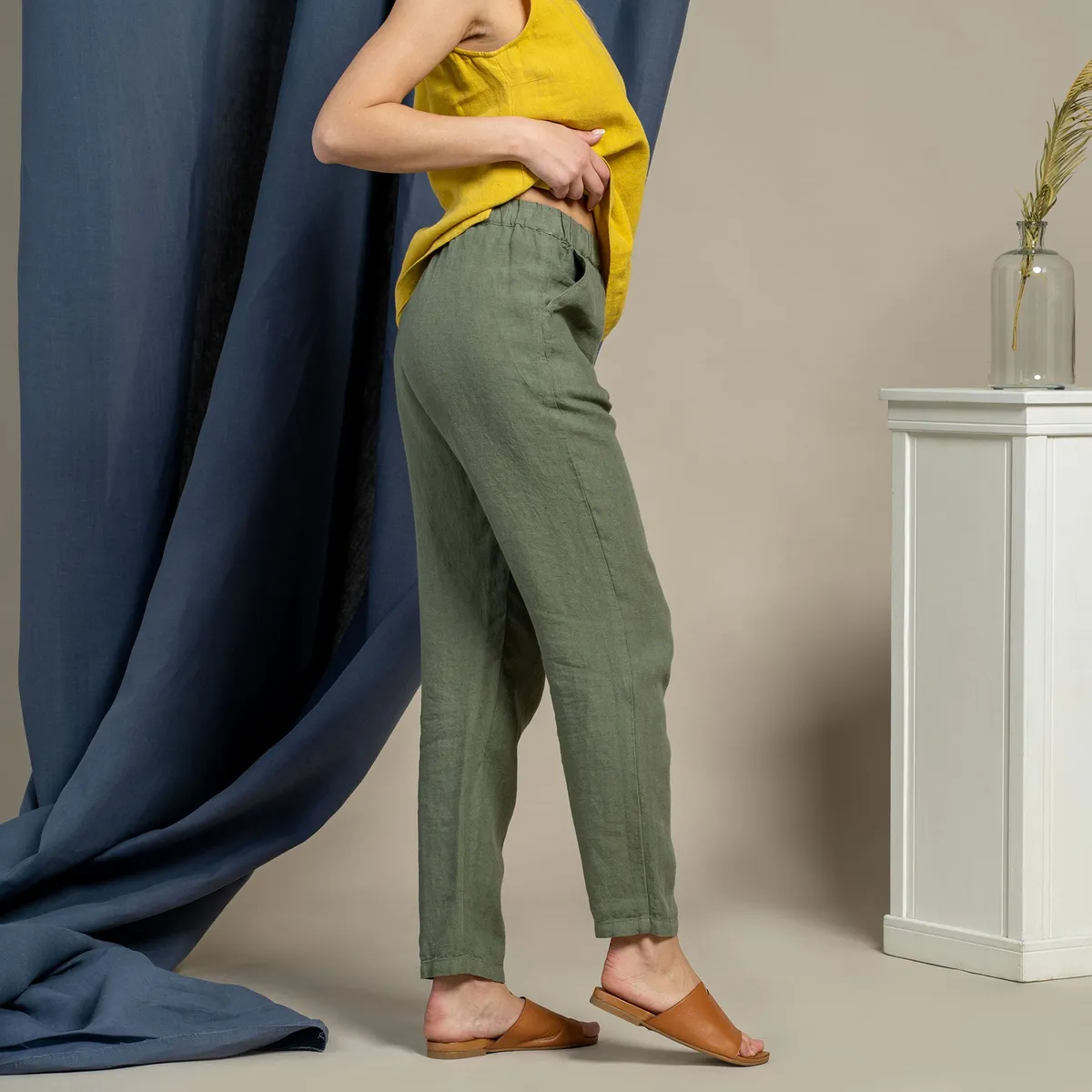 Linen Pants Dakota Stone Green 2