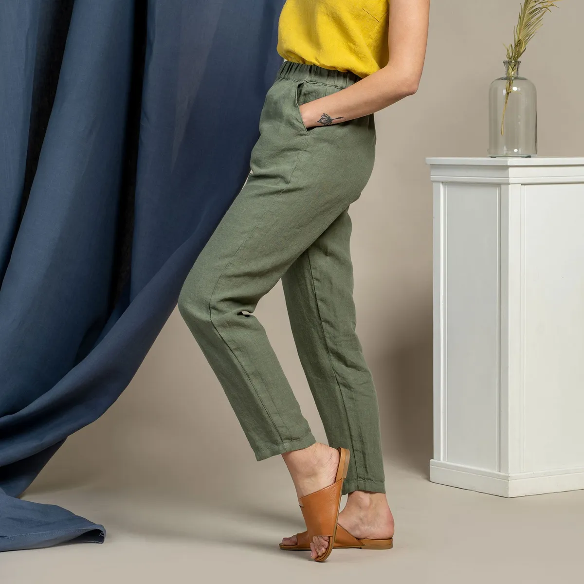 Linen Pants Dakota Stone Green 3