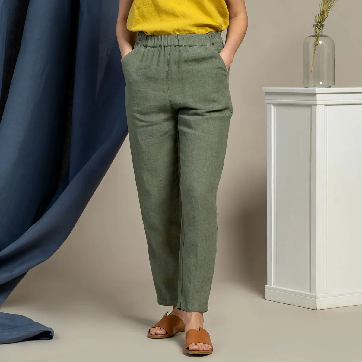 Linen Pants Dakota Stone Green 4