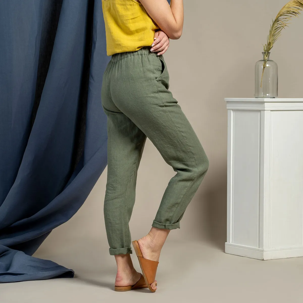 Linen Pants Dakota Stone Green 5