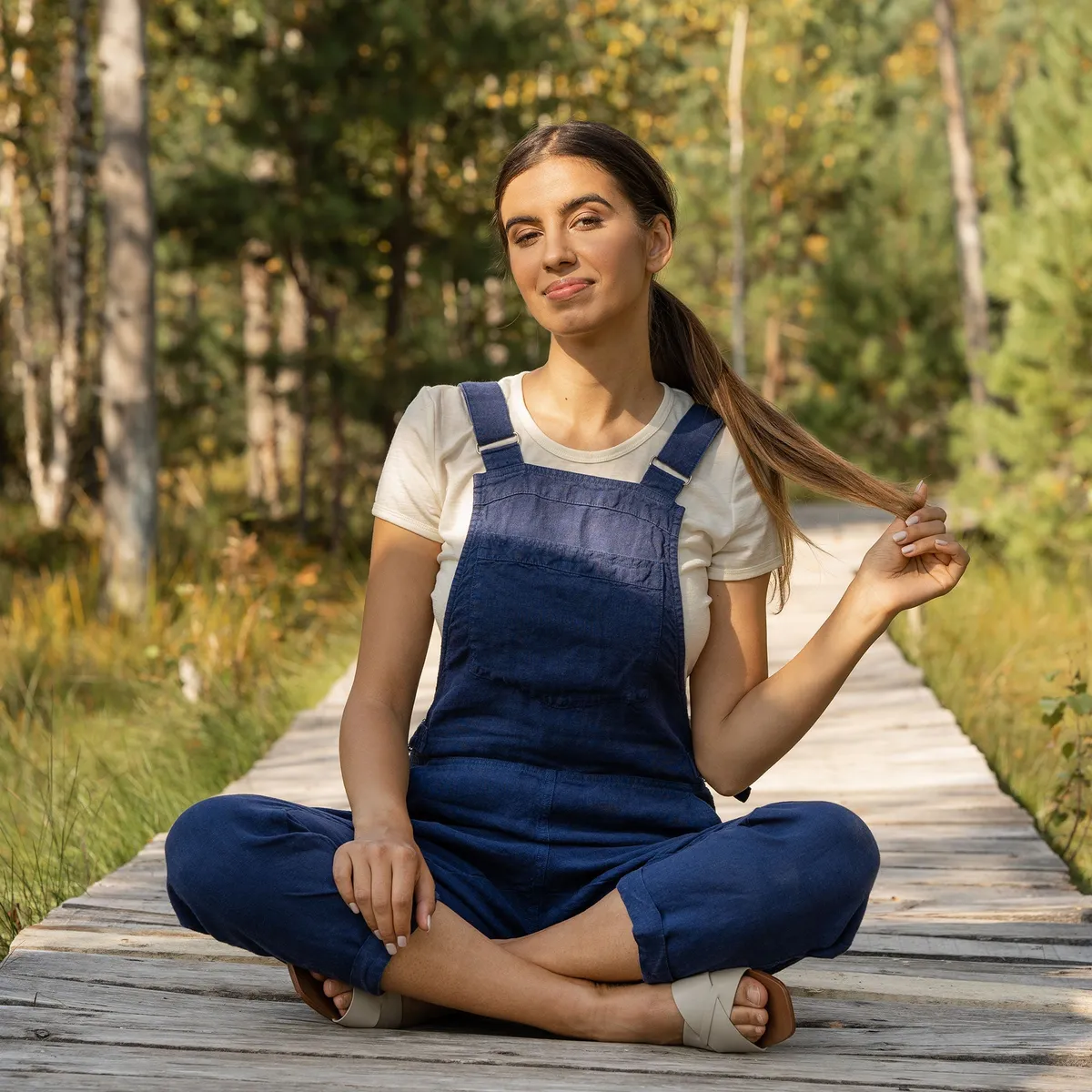Linen Pinafore Jumpsuit Nicci 21