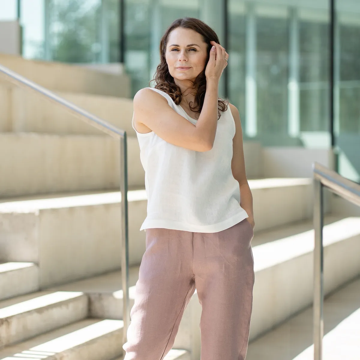Linen Tank Top Hana Pure White 3