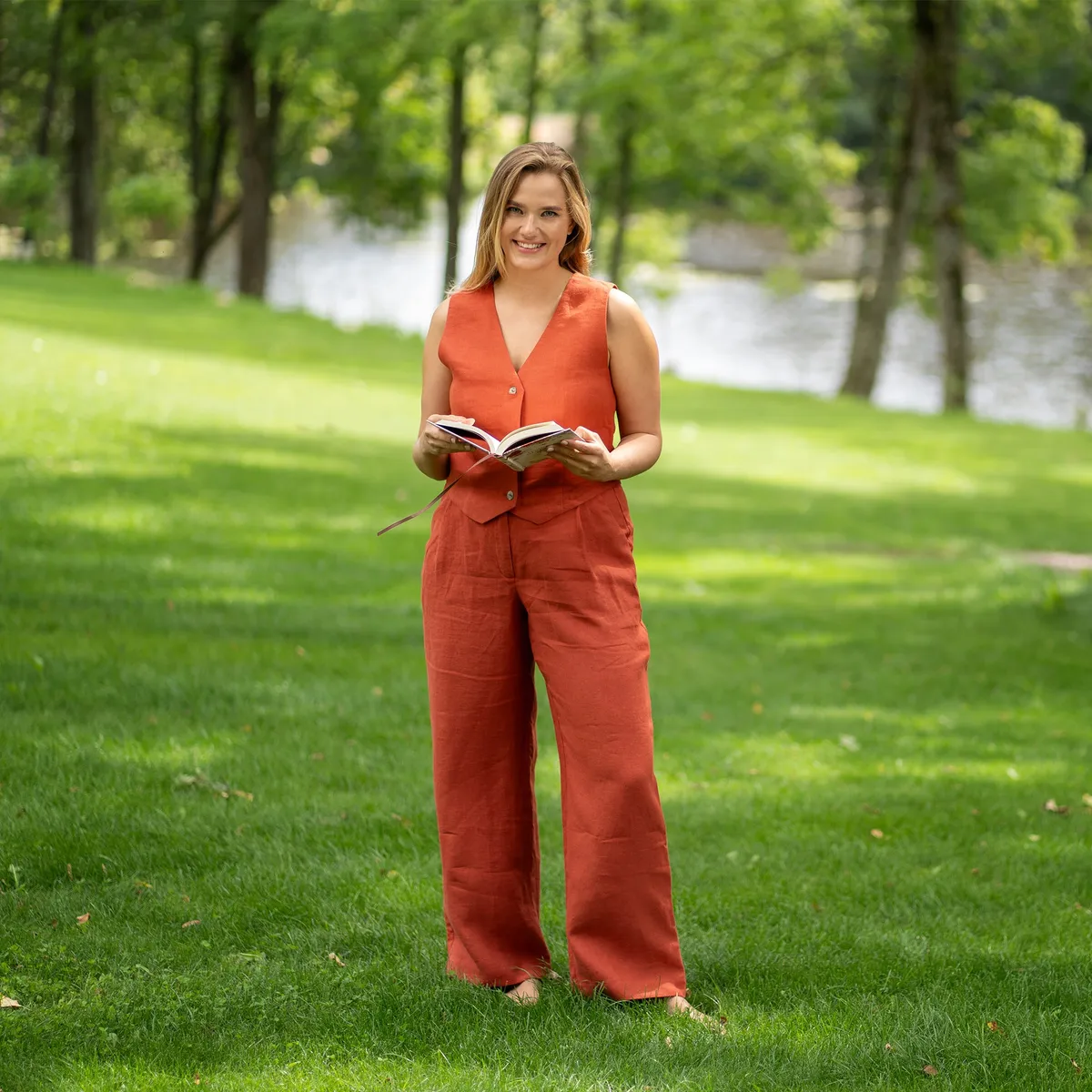 Linen Vest & Wide Leg Pants 2-Piece 12