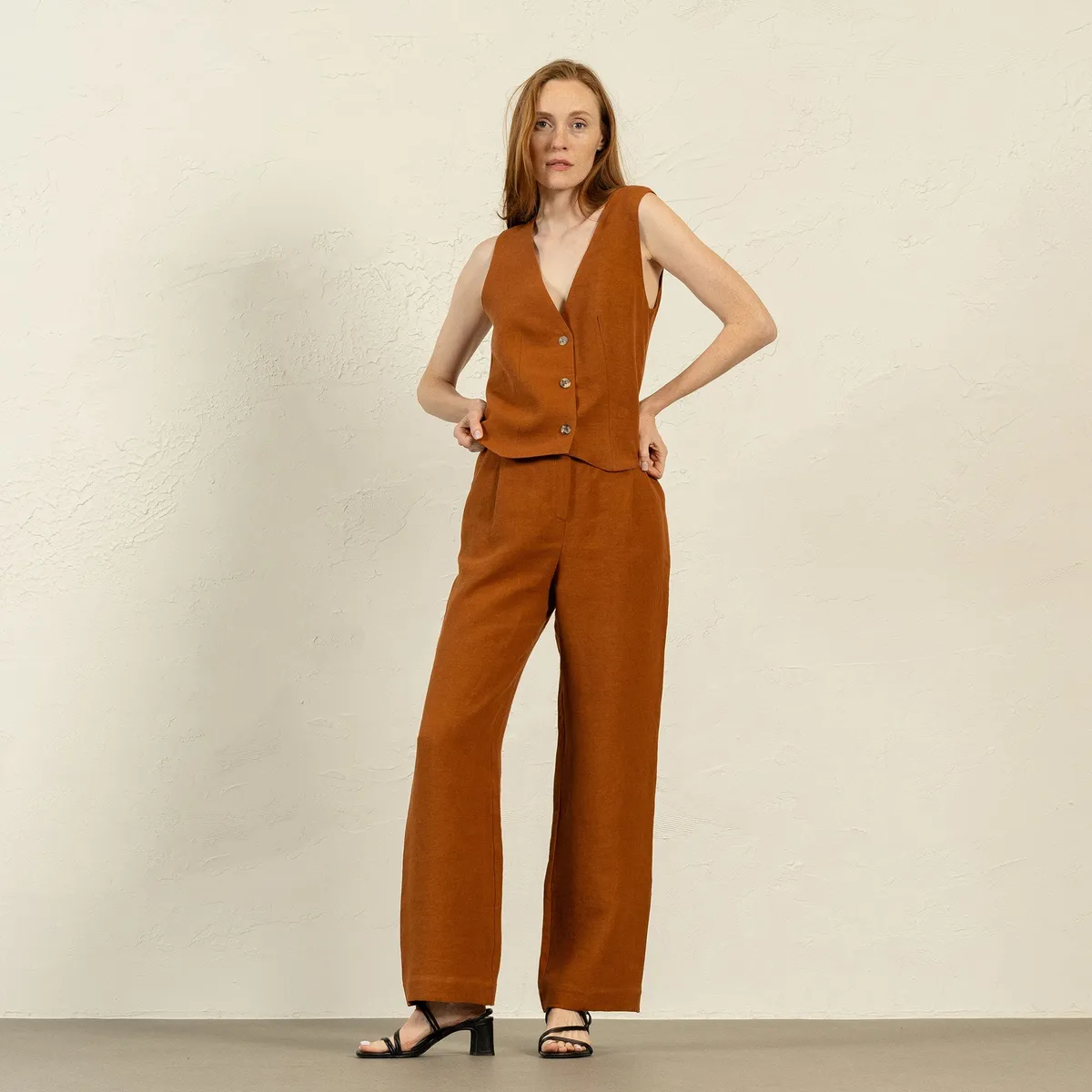 Linen Vest & Wide Leg Pants 2-Piece 15