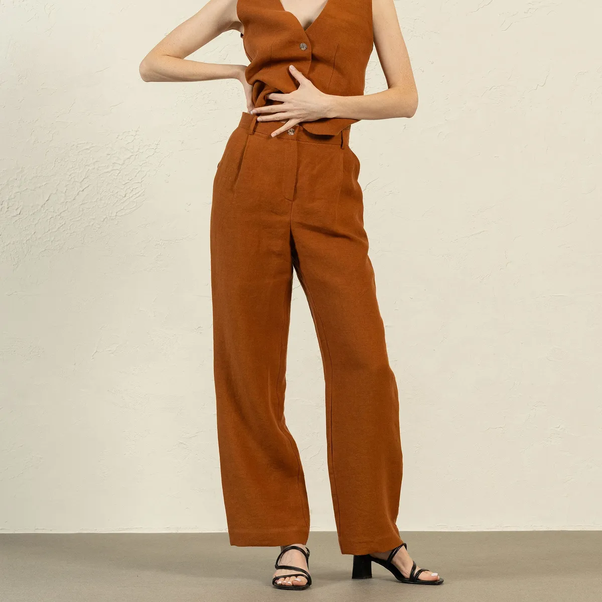 Linen Vest & Wide Leg Pants 2-Piece 16