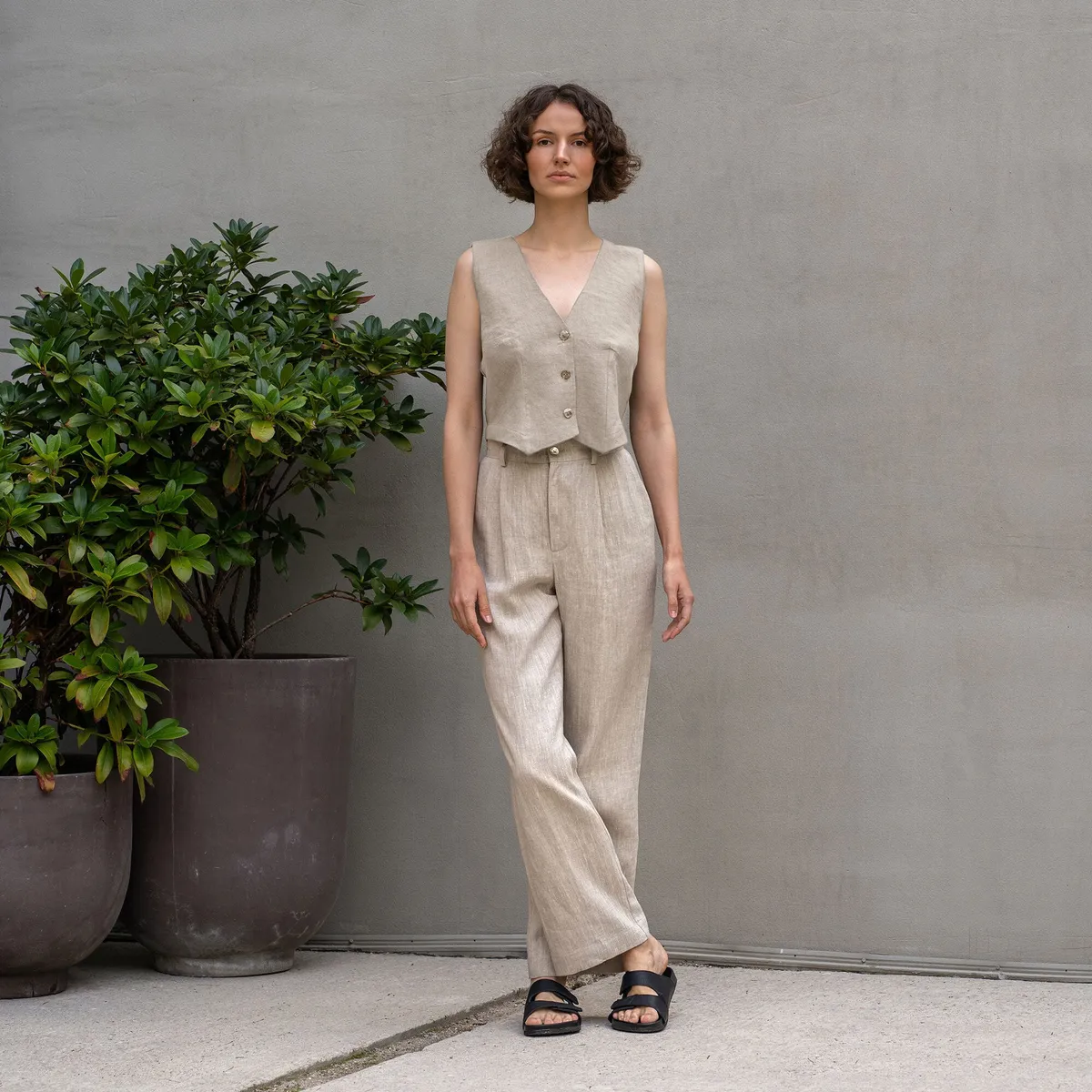 Linen Vest & Wide Leg Pants 2-Piece 17