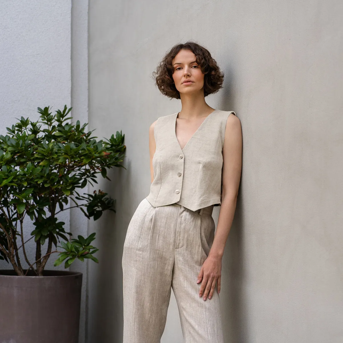 Linen Vest & Wide Leg Pants 2-Piece 18