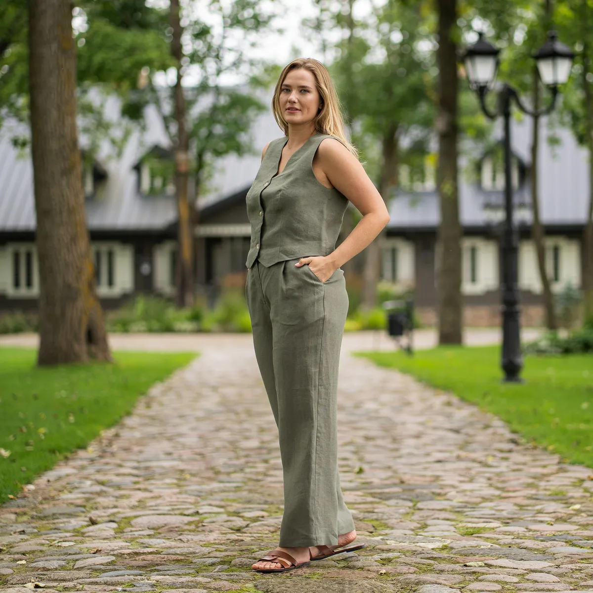 Linen Vest & Wide Leg Pants 2-Piece 23