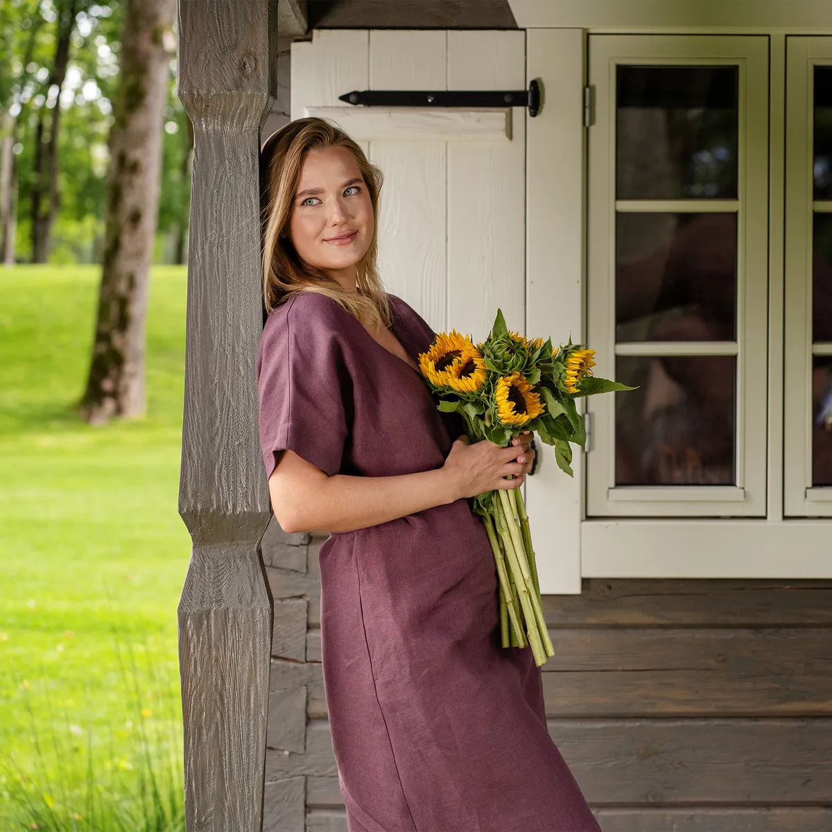 Linen Wrap Dress Eliana Shadow Purple 2