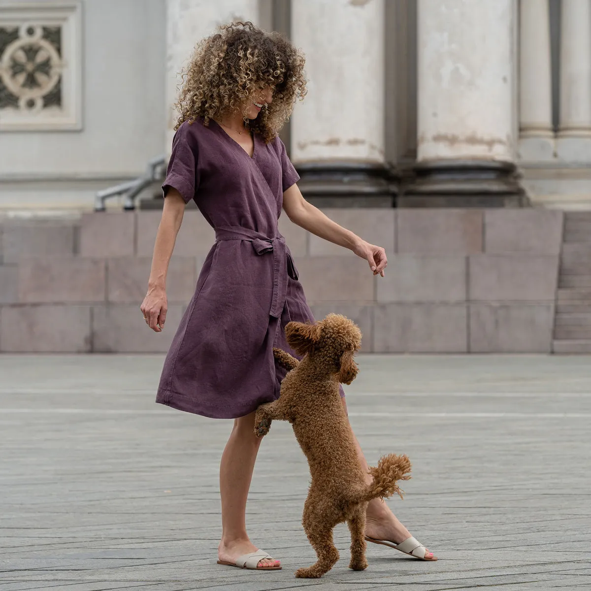 Linen Wrap Dress Eliana Shadow Purple 6