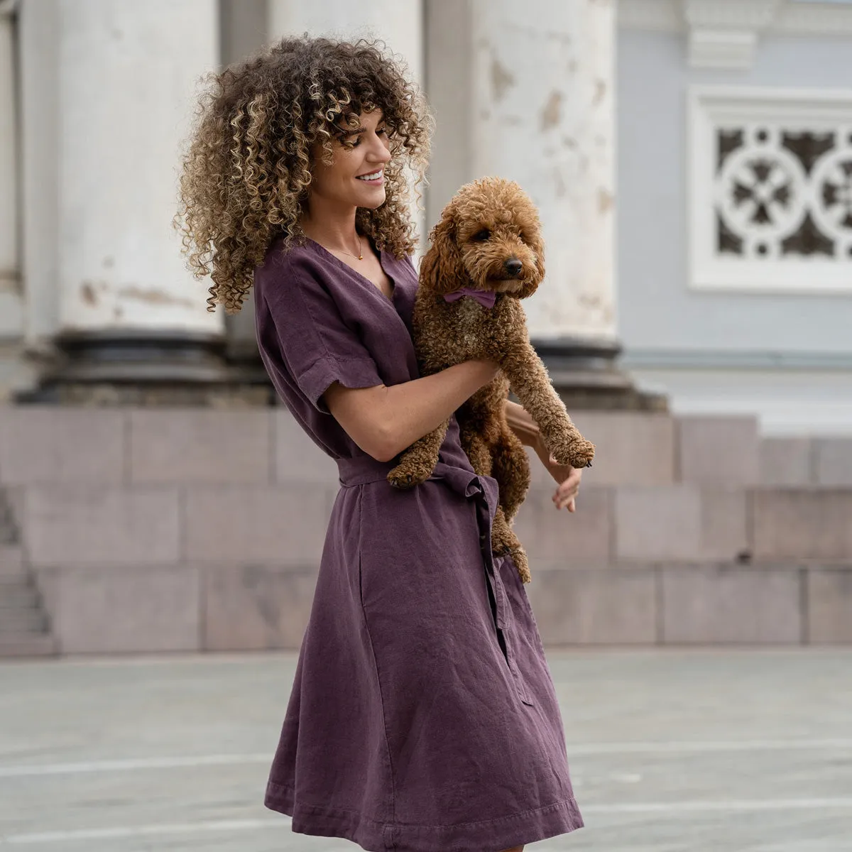 Linen Wrap Dress Eliana Shadow Purple 7