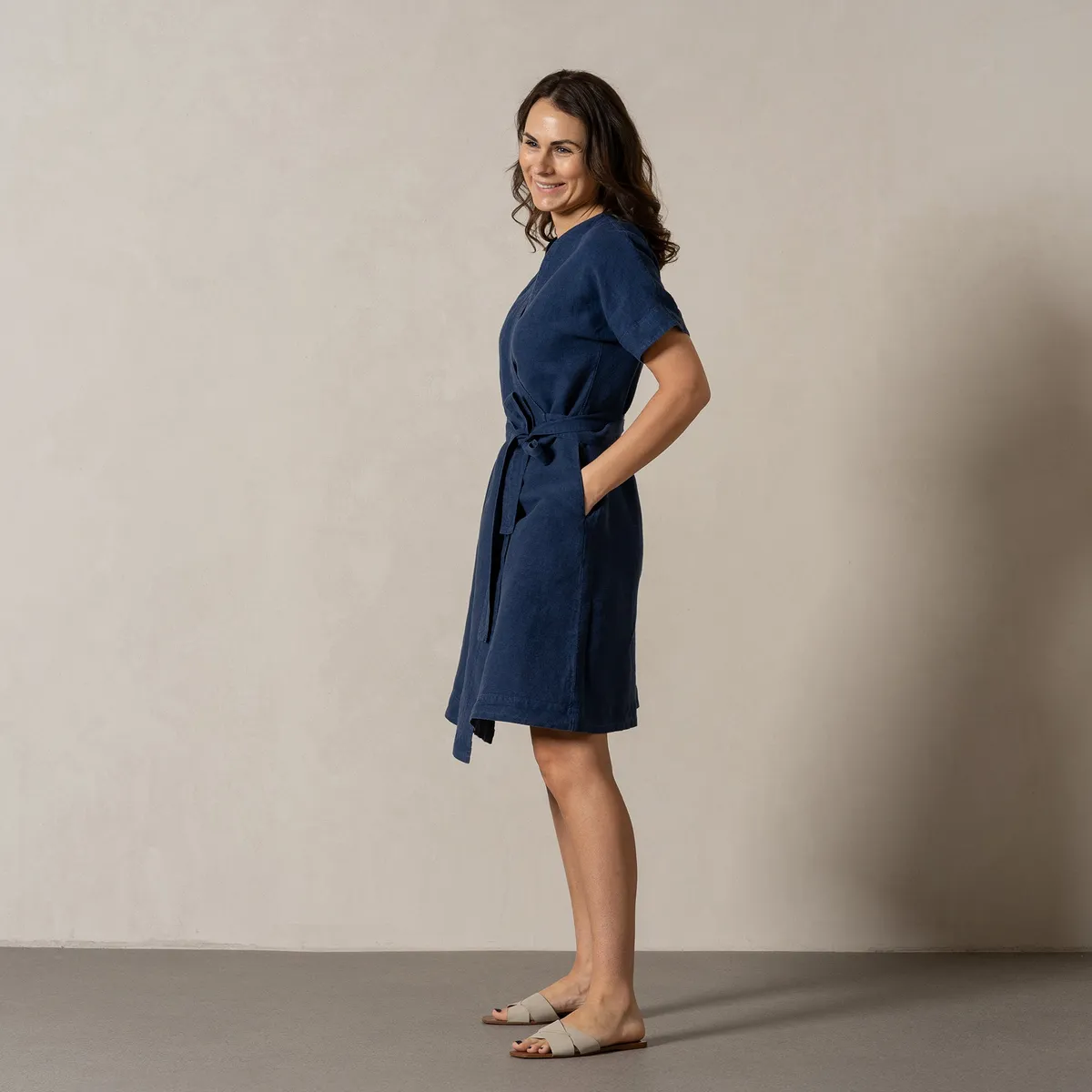 Linen Wrap Dress Eliana Storm Blue 2