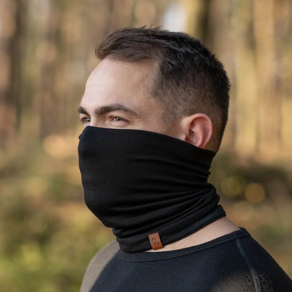 Men's 160gsm Merino Neck Cover Black 6
