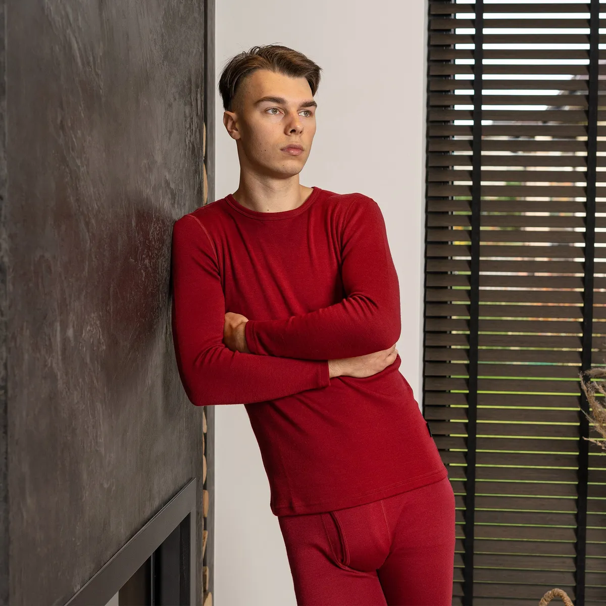 Men's 250 Thermal Long Sleeve Crew Royal Cherry