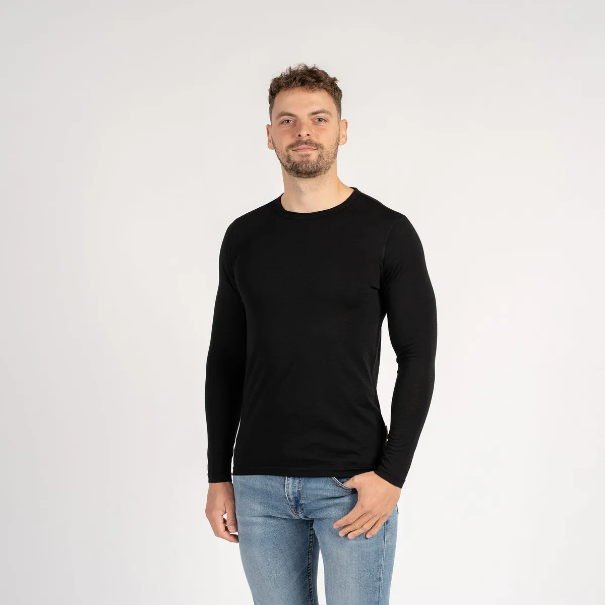 Men's Light Long Sleeve Crew UPF 35+ Black 3