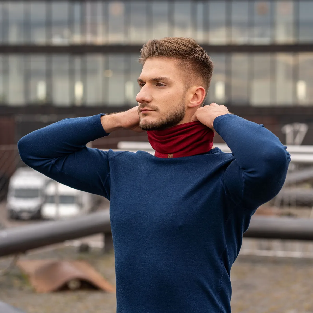 Men's Merino Active Neck Gaiter Royal Cherry / Red 5