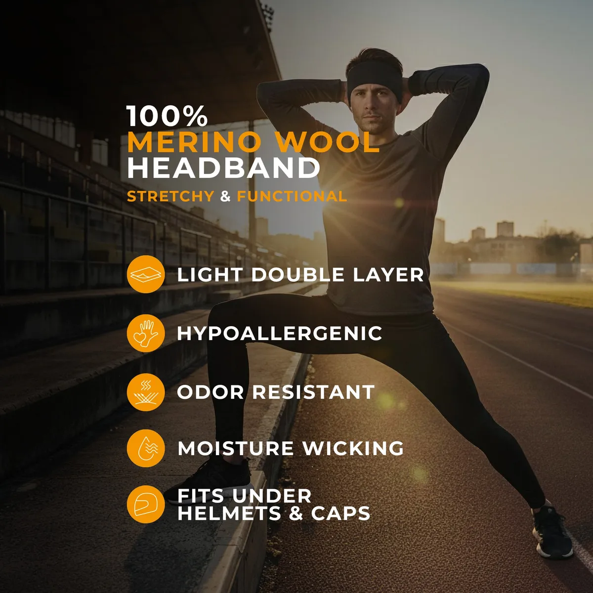 Men's Merino Functional Headband Black 3